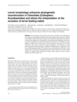 Larval Morphology Enhances Phylogenetic Reconstruction In