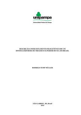 Descrição E Posicionamento Filogenético De Um Dinossauriforme Do Triássico Superior Do Sul Do Brasil