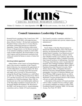 Council Announces Leadership Change