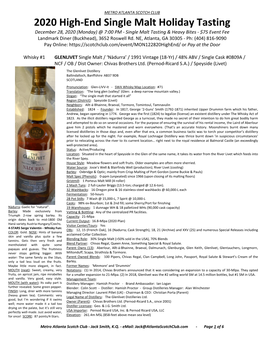 2020 High-End Single Malt Holiday Tasting