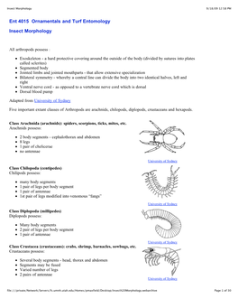 Insect Morphology 9/18/09 12:58 PM