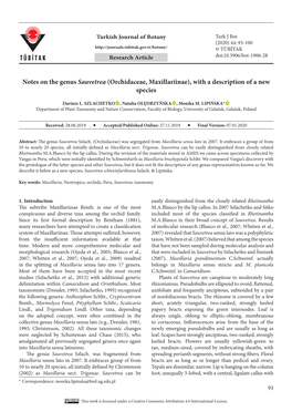 Notes on the Genus Sauvetrea (Orchidaceae, Maxillariinae), with a Description of a New Species