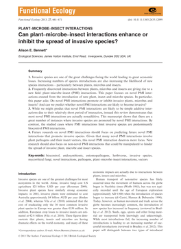 Can Plant–Microbe–Insect Interactions Enhance Or Inhibit the Spread of Invasive Species?