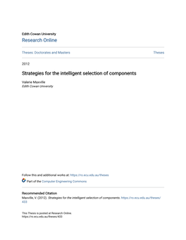 Strategies for the Intelligent Selection of Components
