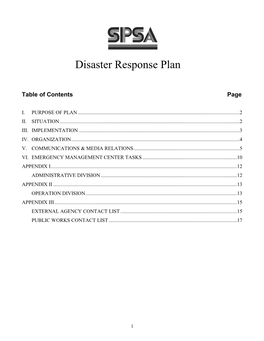 Disaster Response Plan