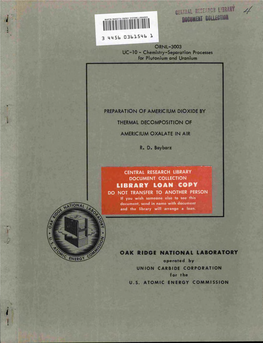 Preparation of Americium Dioxide by Thermal Decomposition of Americium Oxalate in Air