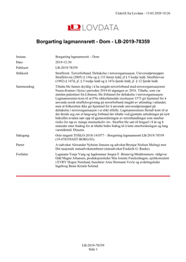 Borgarting Lagmannsrett - Dom - LB-2019-78359