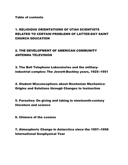 Table of Contents 1. RELIGIOUS ORIENTATIONS of UTAH