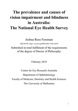 The Prevalence and Causes of Vision Impairment and Blindness in Australia: the National Eye Health Survey