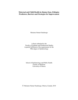 Maternal and Child Health in Jimma Zone, Ethiopia: Predictors, Barriers and Strategies for Improvement