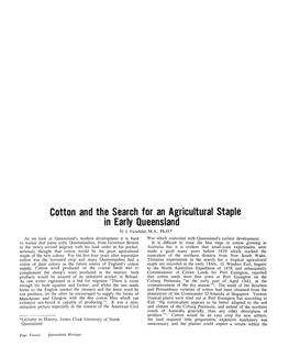 Cotton and the Search for an Agricultural Staple in Early Queensland by J