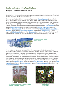 Origins and History of the Teesdale Flora