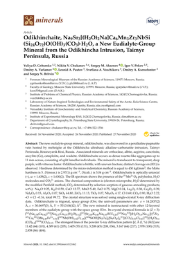 H2O, a New Eudialyte-Group Mineral from the Odikhincha Intrusion, Taimyr Peninsula, Russia