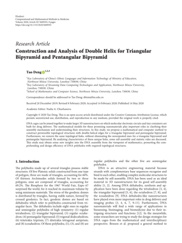 Research Article Construction and Analysis of Double Helix for Triangular Bipyramid and Pentangular Bipyramid