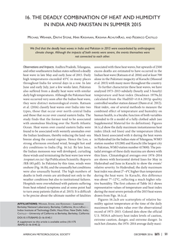 16. the Deadly Combination of Heat and Humidity in India and Pakistan in Summer 2015