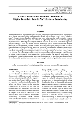 Political Interconnection in the Operation of Digital Terrestrial Free-To-Air Television Broadcasting