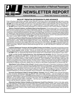 NEWSLETTER REPORT April 16, 2001 Published Bi-Monthly