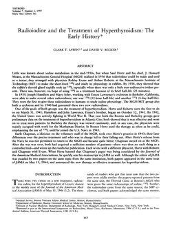 Radioiodine and the Treatment of Hyperthyroidism: the Early History*