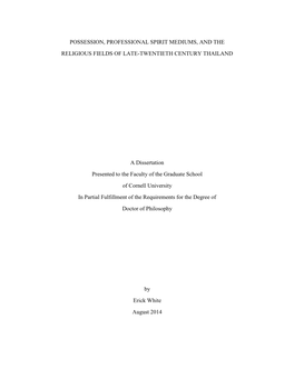 Possession, Professional Spirit Mediums, and the Religious Fields of Late-Twentieth Century Thailand