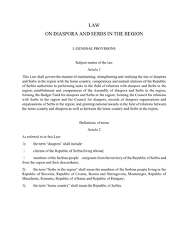 Law on Diaspora and Serbs in the Region