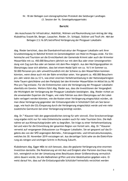 Nr. 18 Der Beilagen Zum Stenographischen Protokoll Des Salzburger Landtages (3