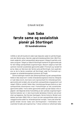 Isak Saba Første Same Og Sosialistisk Pionér På Stortinget