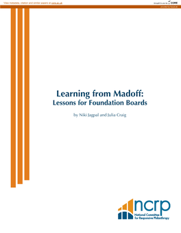 Learning from Madoff: Lessons for Foundation Boards
