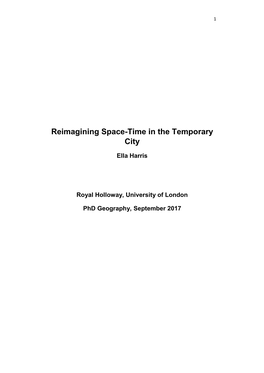 Ella Harris Phd Reimagining Space-Time in the Temporary City