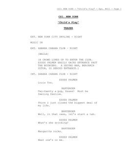 CSI: New York L Episode 4-11 Transcript L Child's Play