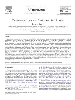 The Phylogenetic Problem of Huia (Amphibia: Ranidae)