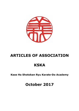 ARTICLES of ASSOCIATION KSKA October 2017