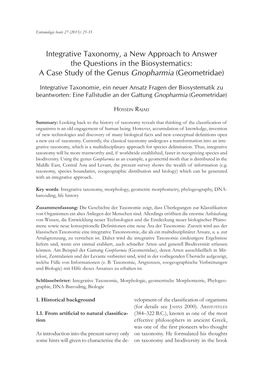 Integrative Taxonomy, a New Approach to Answer the Questions in the Biosystematics: a Case Study of the Genus Gnopharmia (Geometridae)