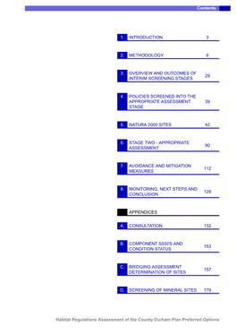 Habitat Regulations Assessment of the County Durham Plan Preferred Options Contents