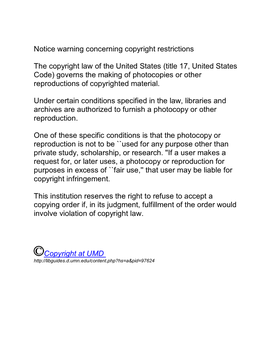 Notice Warning Concerning Copyright Restrictions