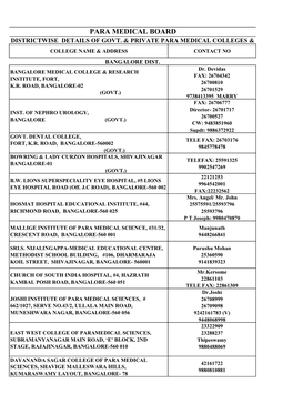 Para Medical Board Districtwise Details of Govt