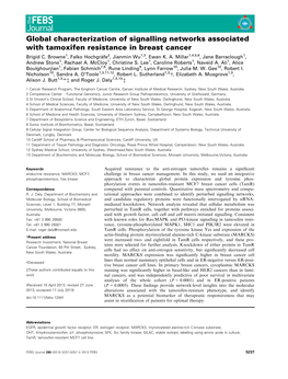 Global Characterization of Signalling Networks Associated with Tamoxifen Resistance in Breast Cancer Brigid C