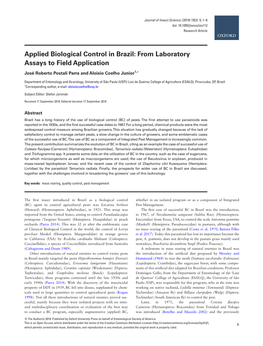 Applied Biological Control in Brazil: from Laboratory Assays to Field Application