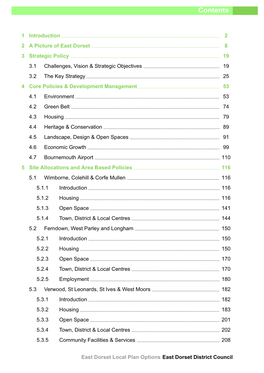 East Dorset Local Plan Options East Dorset District Council Contents