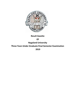 Result Gazette of Nagaland University Three Years Under Graduate Final Semester Examination 2019 Overall Pass Percentage