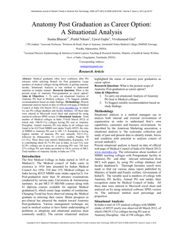 Anatomy Post Graduation As Career Option: a Situational Analysis