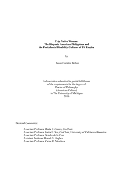 The Hispanic American Philippines and the Postcolonial Disability Cultures of US Empire by Jason Coráñez B