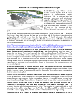 Future Heat and Energy Plans at Fort Wainwright