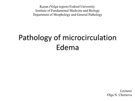 Pathology of Microcirculation Edema