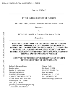 Case No. SC17-653 in the SUPREME COURT of FLORIDA