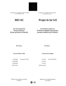 Bill 143 Projet De Loi 143