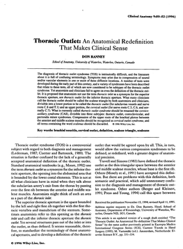 Thoracic Outlet: an Anatomical Redefinition That Makes Clinical Sense