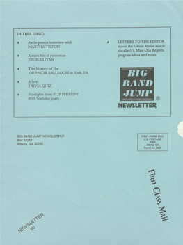 BIG BAND JUMP NEWSLETTER FIRST-CLASS MAIL Box 52252 U.S