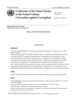 Conference of the States Parties to the United Nations Convention Against