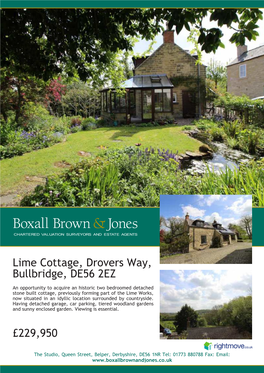 Lime Cottage, Drovers Way, Bullbridge, DE56 2EZ £229,950