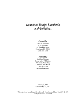 Nederland Design Standards and Guidelines